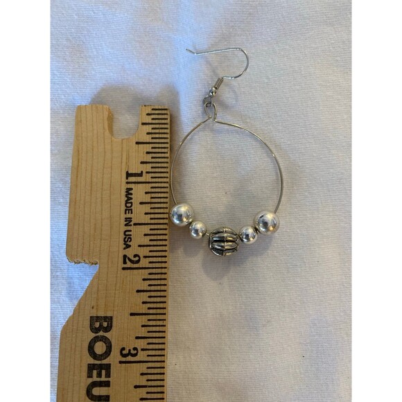 Earrings Dangly Round Hoop Vintage Silver Look  Boho Lightweight Trendy Casual - Picture 2 of 5